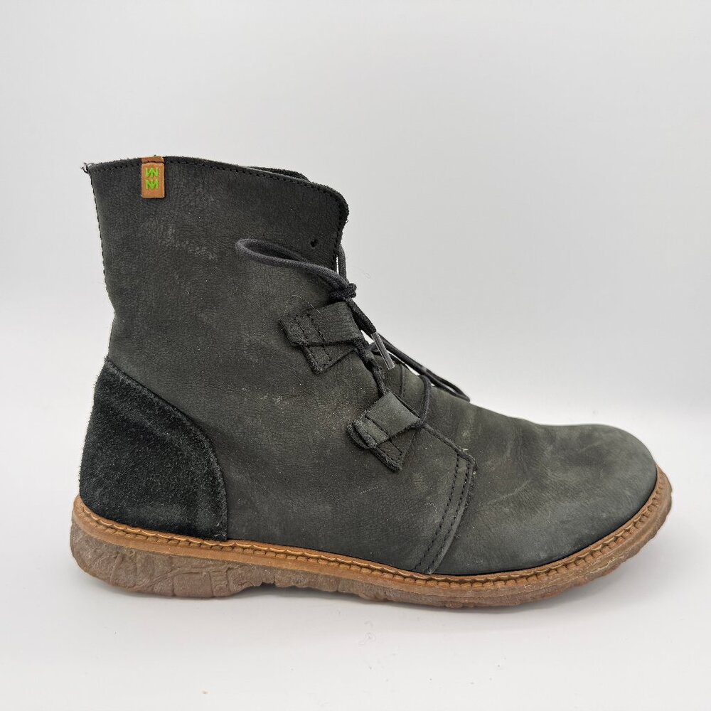 El Naturalista N5470 Angkor Lace Up Booties Black Suede Earthy Boho 38
